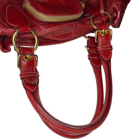 PRADA ORIGINAL CAR SHOE HANDBAG Red Butter Soft Leather Italian EUC FAST SHIP - Picture 13 of 15